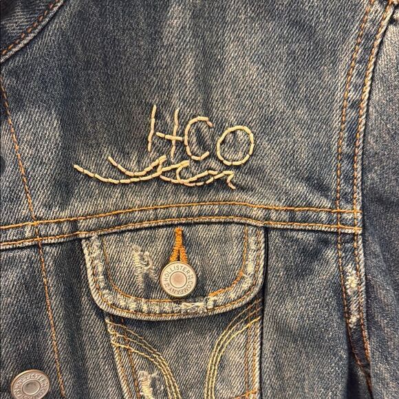 Hollister Cali Distressed Blue Denim Jacket size small - Picture 4 of 11